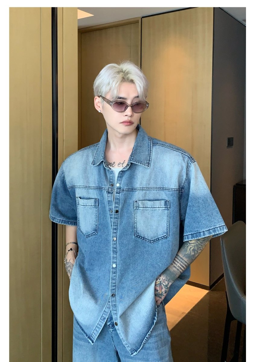 韓国ファッション SELCA-Wide damage jeans setup-mselca2023aw997-02