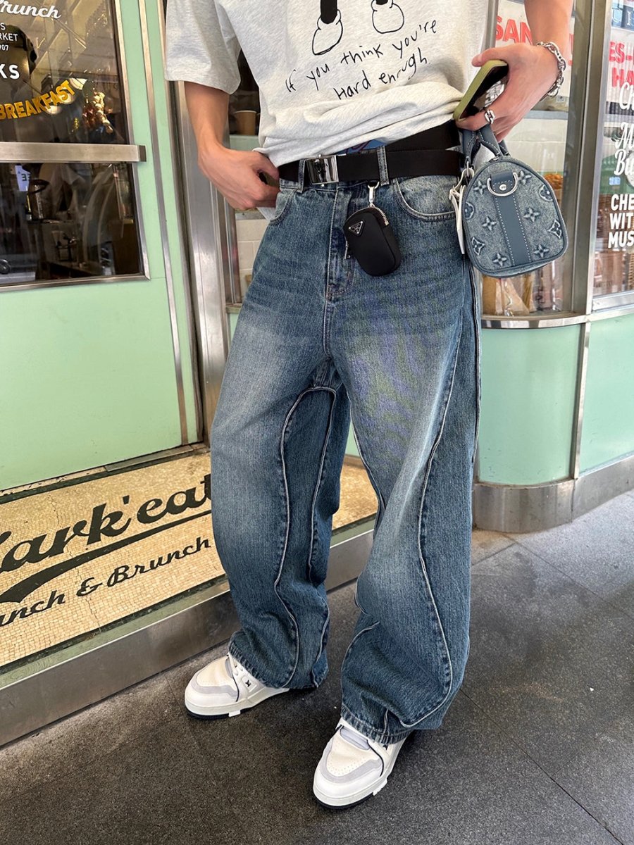 韓国ファッション SELCA-Wide denim Jeans-mselca2023aw998-09