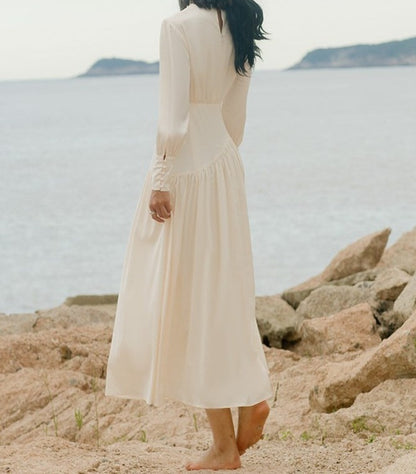 韓国ファッション SELCA-アプリコットスリミングドレス-2024ss-0070-05