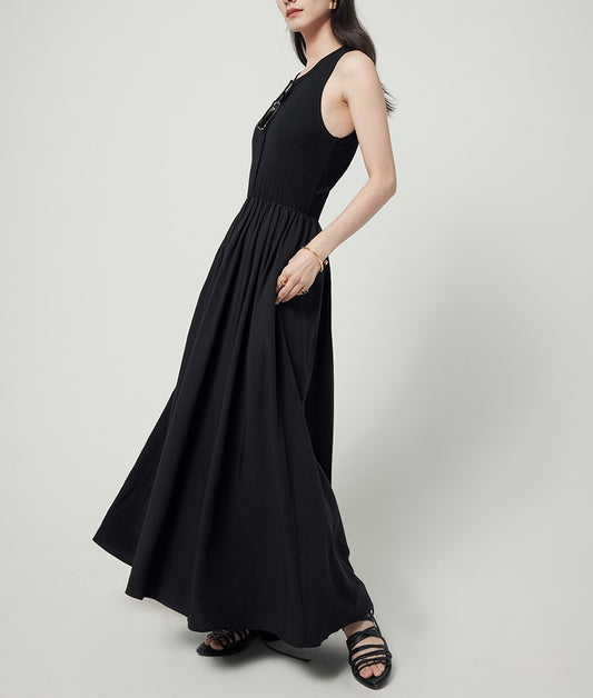 韓国ファッション SELCA-バックオープンノースリーブワンピース-2024ss-0030-01