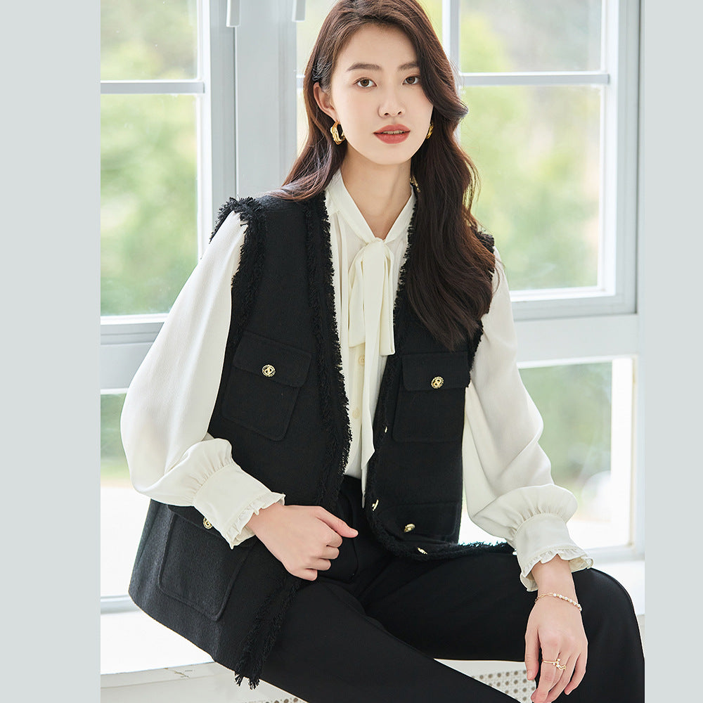韓国ファッション SELCA-ブラックツイードジレ-2023aw-ot30-02