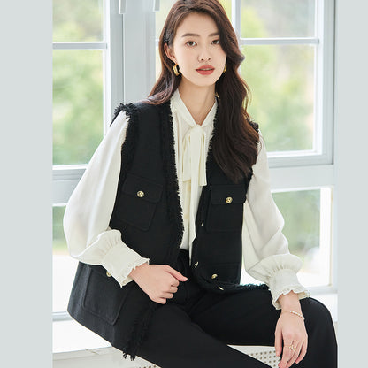 韓国ファッション SELCA-ブラックツイードジレ-2023aw-ot30-02