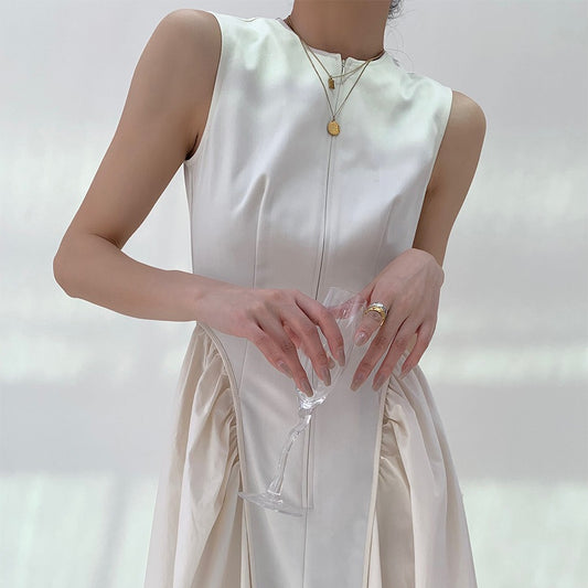 韓国ファッション SELCA-パッチワークデザインプリーツワンピース-2024ss-0038-01