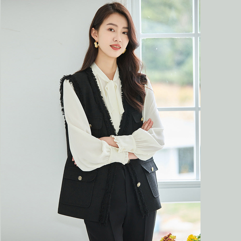 韓国ファッション SELCA-ブラックツイードジレ-2023aw-ot30-04