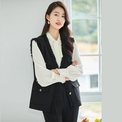 韓国ファッション SELCA-ブラックツイードジレ-2023aw-ot30-04