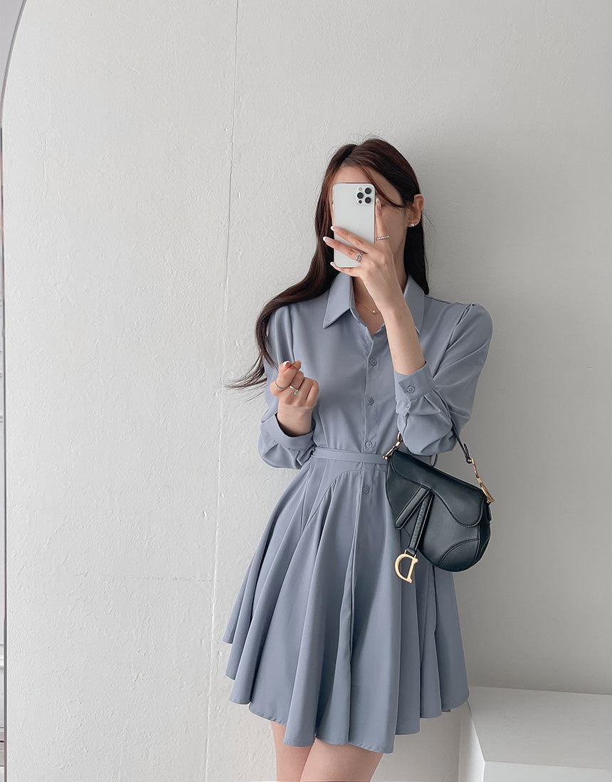 韓国ファッション SELCA-綺麗めフレアワンピース-2023ss-op38-01
