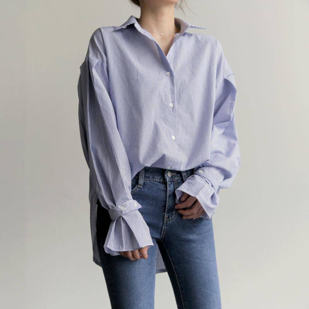韓国ファッション SELCA-ストライプランタンスリーブシャツ-2023ss-tp26-01